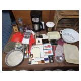 Table Lot w/ Kitchenwares & Christmas