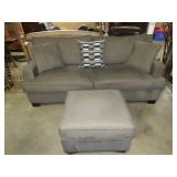 Green Upholstered Sofa w/ Storage Ottoman