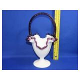 Fenton Milkglass w/ Plum Twist Handle