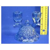 Blue Glass Double Candle Holders