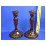 Pair of Tiera Amber Candle Holders
