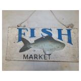 Wood Fish Market Sign