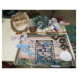 Table Lot w/ Glassware, Decor & Misc