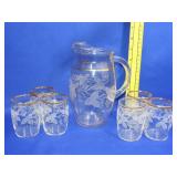 7 Piece Leaf Etched Water Set