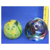 2 Art Glass Style Paperweights