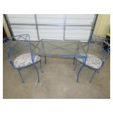 3pc Metal w/ Glass Top Patio Set
