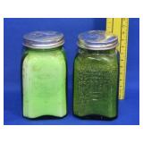 Pair of Green Glass Salt & Peppers