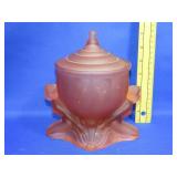Pink Satin Glass Dolly Sisters Powder Jar