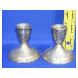 Pair of Weighted Sterling Candle Holders 389g