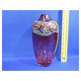 Signed Cranberry Art Glass Vase