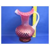 Fenton Cranberry Opalescent Pitcher - 10"