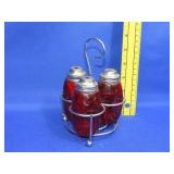 Red Glass 3 Piece Shaker Set