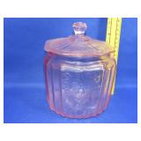 Pink Depression Open Rose Biscuit Jar