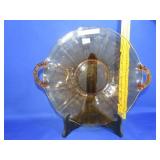 New Martinsville Amber Glass Double Handled Plate