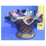 Carnival Glass Basketweave Bowl