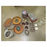 Floor Lot - Cast Iron, Blue Jars, Misc