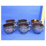 6 Northwood Grape & Cable Carnival Glass Cups