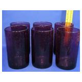 6 Bubble Glass Tumblers - Plum