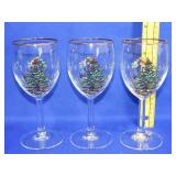 3 Spode Christmas Wine Glasses