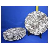7 - 222 Fifth Toile Black Dinner Plates - 11"