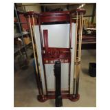 Pool Que Rack & Pool Cues