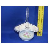 Fenton Silvercrest Violets in the Snow Basket