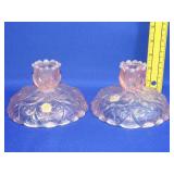 Pair of Pink Opalescent Candle Holders