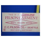 Filson Garmet Plastic Sign