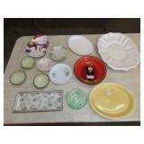 Table Lot of Glassware & Dishes
