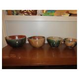 4 Piece Pottery Nesting Bowl Set - Signed