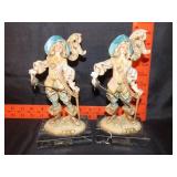 Pair of Italian Mukseteer Fiqurines w/ Marble Base