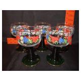 Set of 6 Beehive Stem Goblets - German