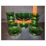 12 Piece Green Glass Sherbet Set