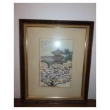 Framed Asian Temple Print - 19x23