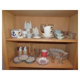 Double Shelf Lot of Misc Glassware