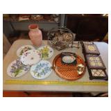 Table Lot of Glassware & Silverplate