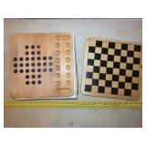 2 Wood Double Sided Game Boards w/ Pieces