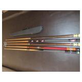 5 Pool Cues w/ Rack
