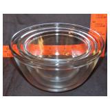 3 Glass Anchor Hocking Mixing Bowls