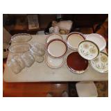 Table Lot of Plates & Glassware