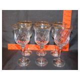 6 Gold Rimmed Swirl Stemware