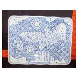 Japanese Blue & White Porcelain Map Plate