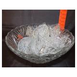 Glass Punch Bowl Set w/ 14 Cups - 12" Bowl