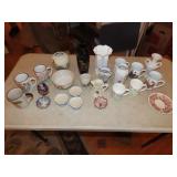 Table Lot of Asian Decorated Glassware