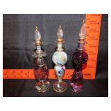 3 Egyptian Glass Perfume Bottles