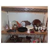 Shelf Lot of Misc Glassware & Wood Items