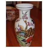 Asian Peacock Decorated Vase - 18"H