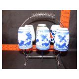 6 Asian Style Cups w/ Stand