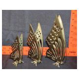 3 Brass Butterflies
