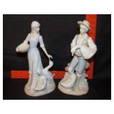 Pair of Boy / Girl Farm Style Porcelain Figurines